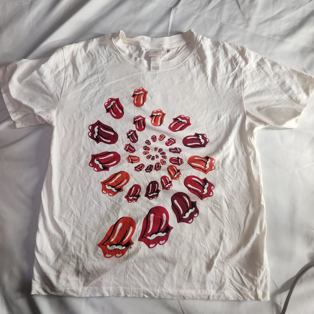 HM The Rolling Stones Graphic T-Shirt Band Tee Short Sleeve White S